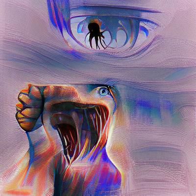 Terrifying Figure Emerging from Darkness