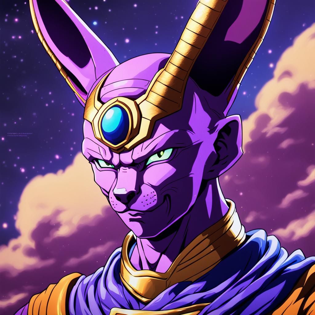 Hyperrealistic Lord Beerus Anime-Style Rendering