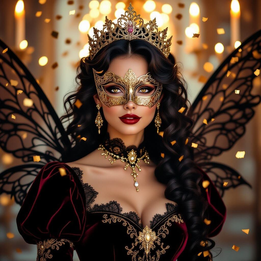 Intriguing Princess with Golden Details, Digital Art