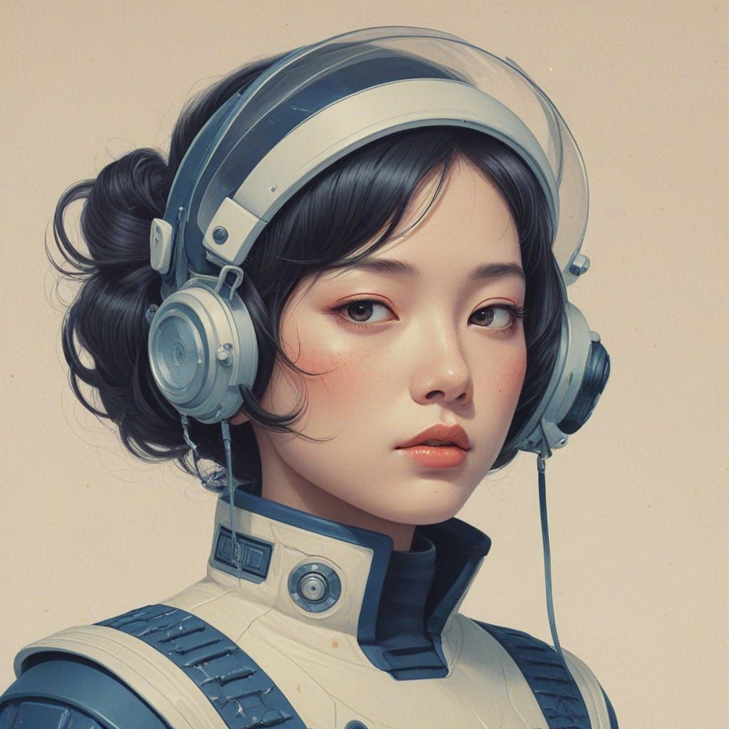 Galactic Goddess in Vintage Sci-Fi Illustration