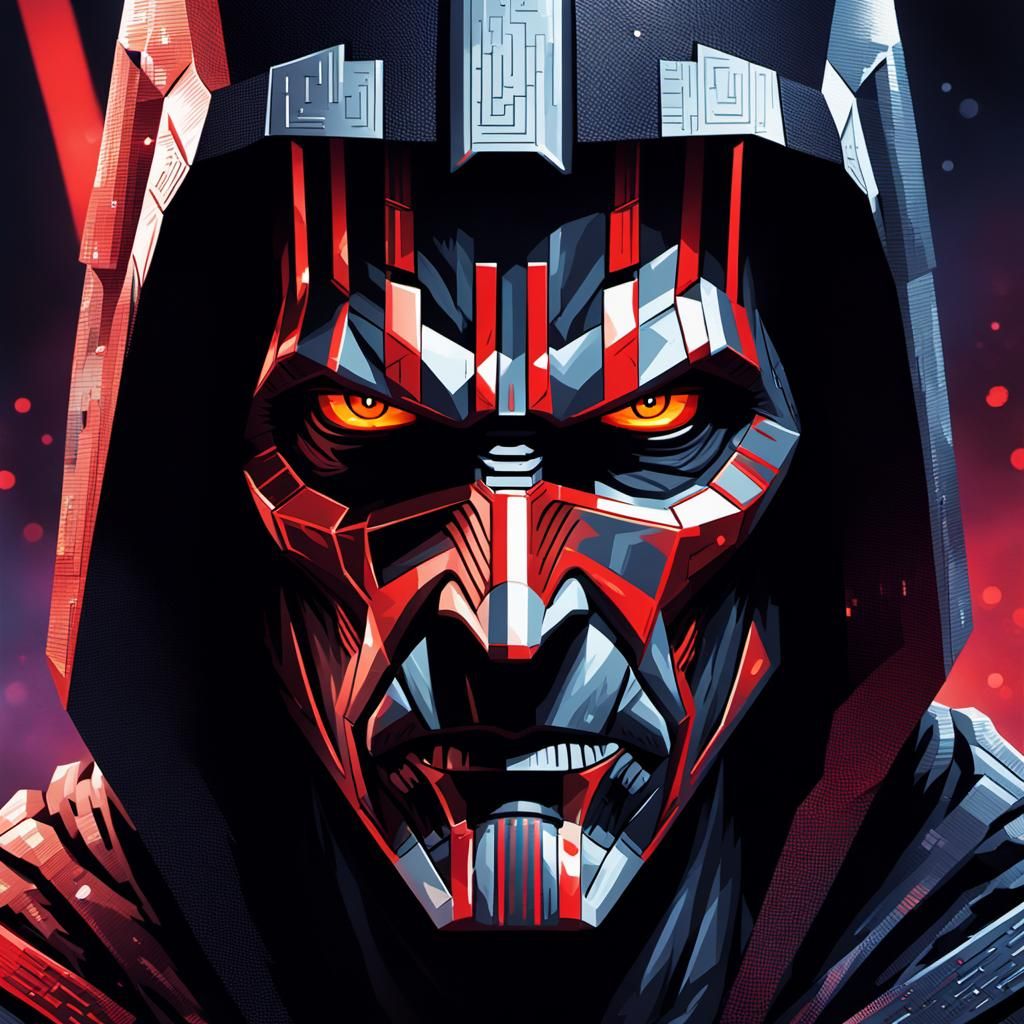 Detailed Pixel Art Sith Lord in Video Game Style