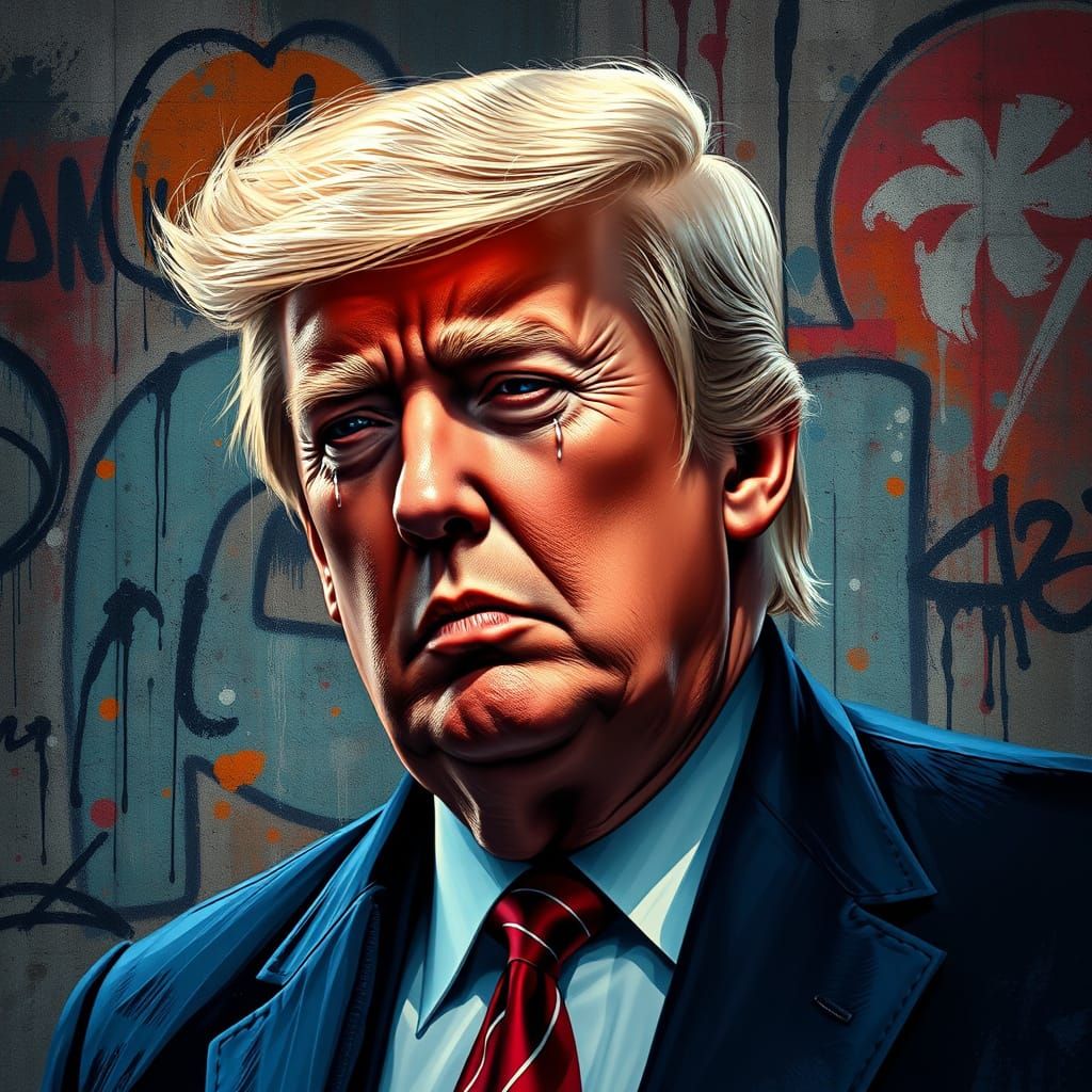 Trump in Despair, a Gritty Urban Portrait