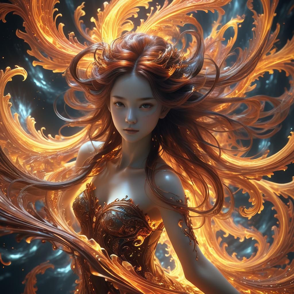 Ethereal Fire Fairy in Fantasy Art Style
