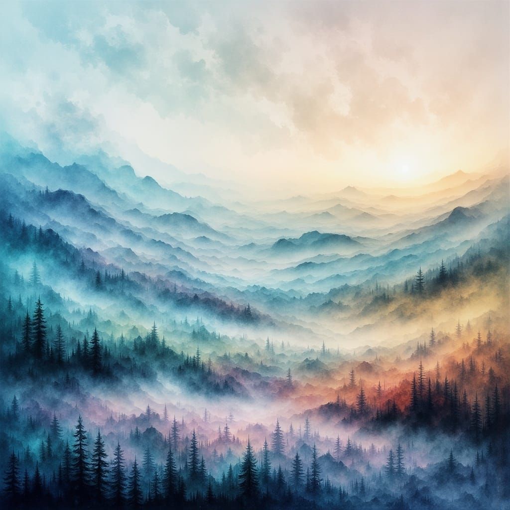 Dreamlike Abstract Landscape in Ethereal Colors