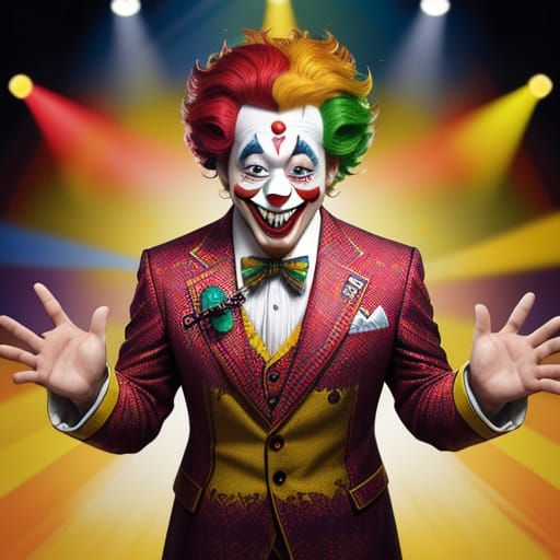 Jolly Clown Performing Slapstick Comedy