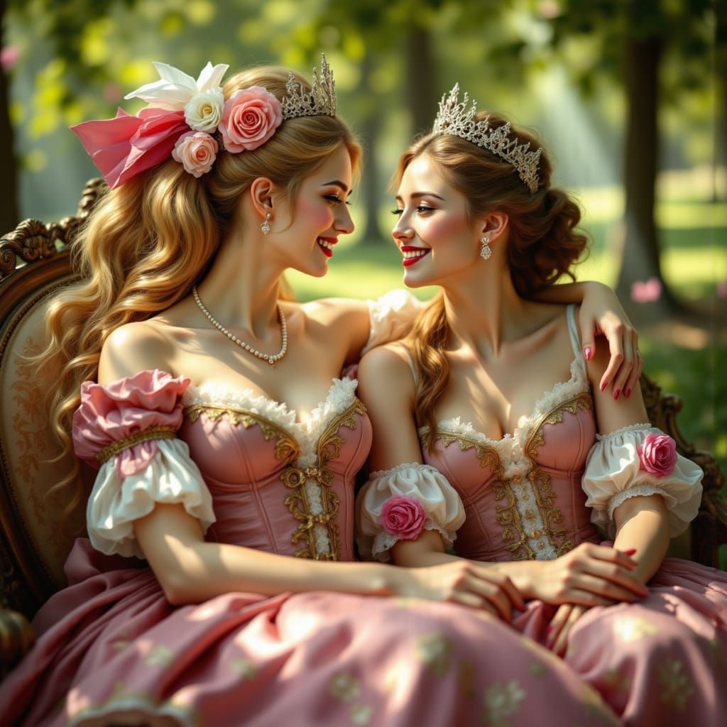 Empresses in Rococo Garden Setting