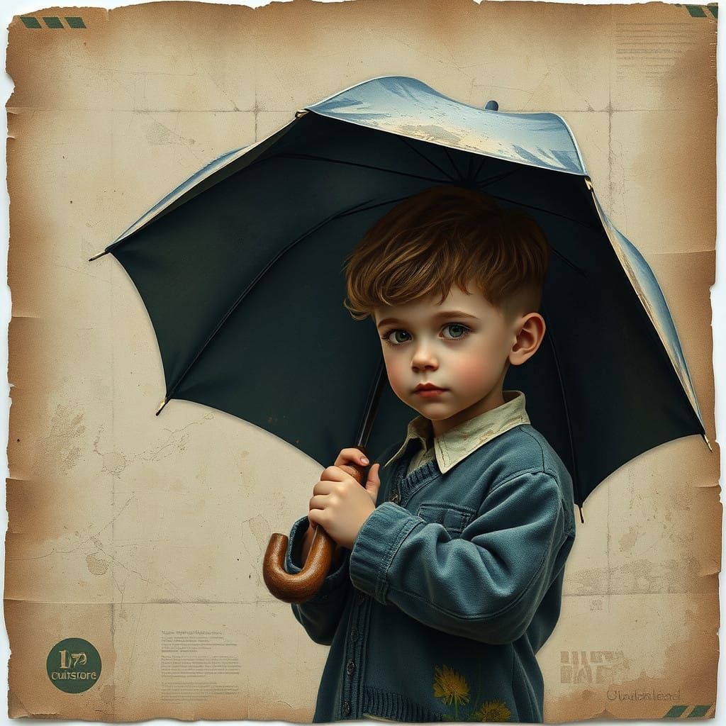 Ethereal Boy Under Papier-mâché Sky