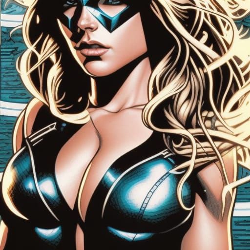 Black Canary Cosplay in Comic Book Art Style