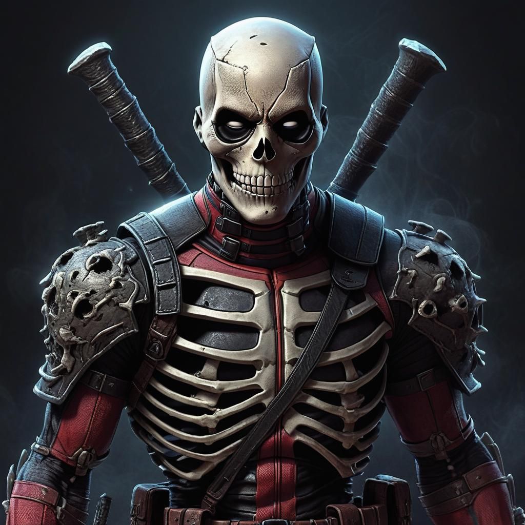 Dark fantasy Skeleton Deadpool Version