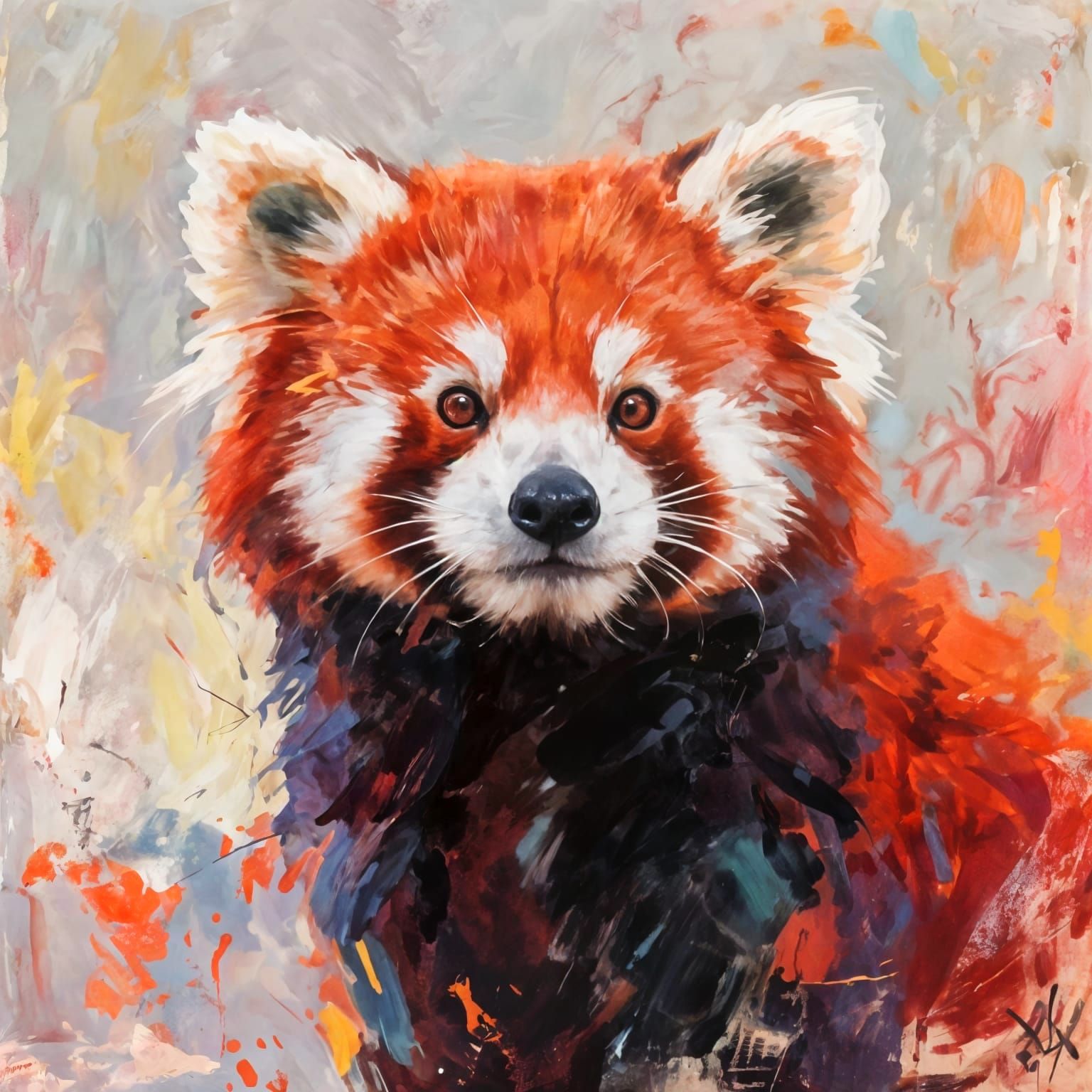 Intense Red Panda Portrait, Calm and Forward-Facing