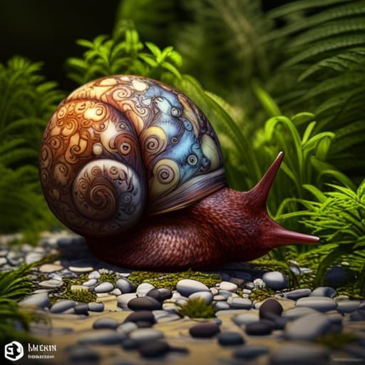 Cute Snail in Secret Flower Garden
