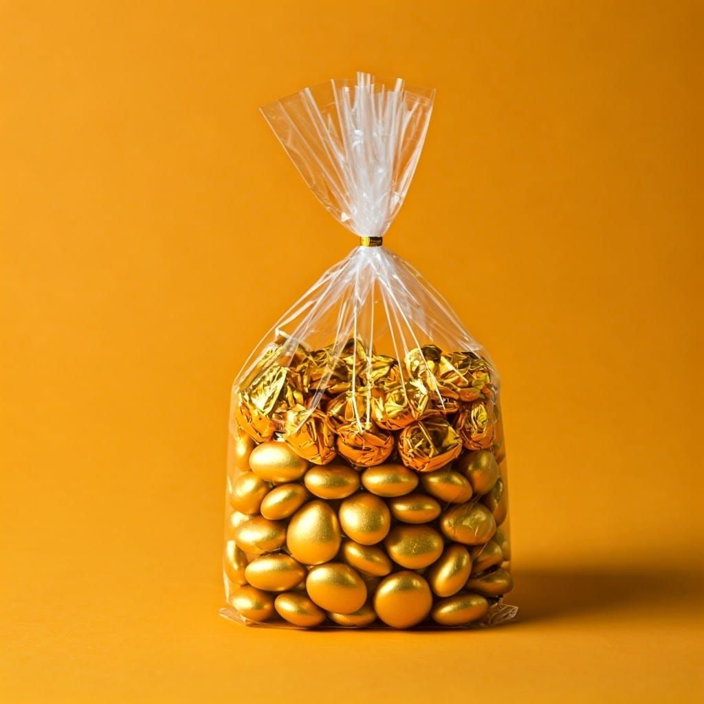 Golden Treats in a Tied Plastic Bag