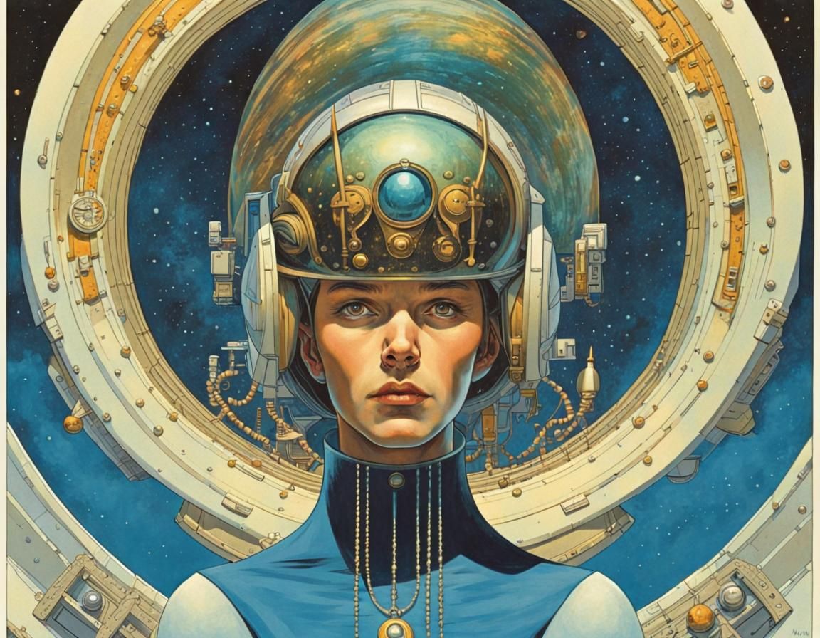 Space King and Queen in Retrofuturist Sci-Fi