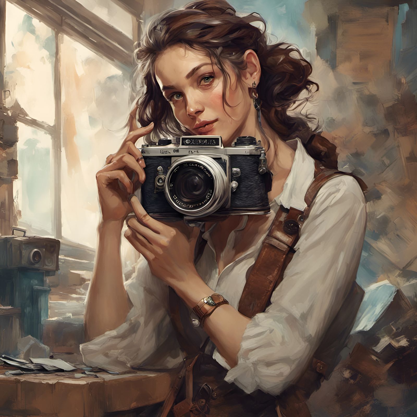 Gorgeous Model Portrait, Digital Illustration Style