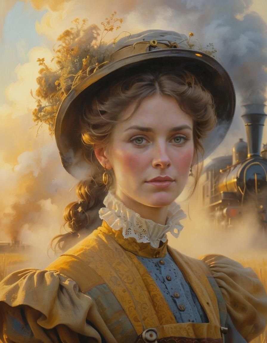 Ethereal Steampunk Pioneer Woman