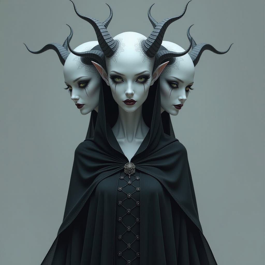 Multi-Headed Demon Fairy with Translucent Skin