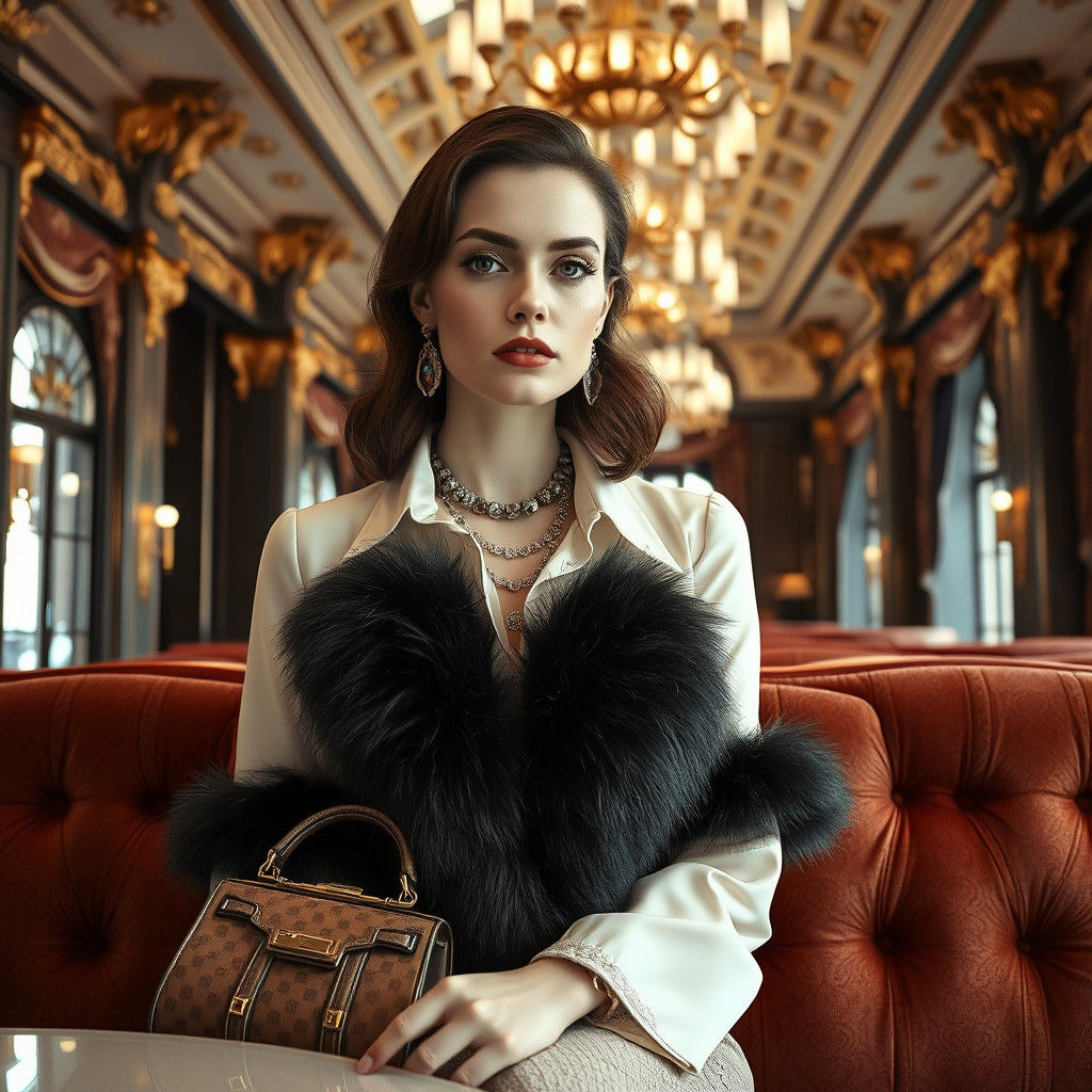 Parisian Elegance: Haute Couture Portrait in Art Nouveau Sty...