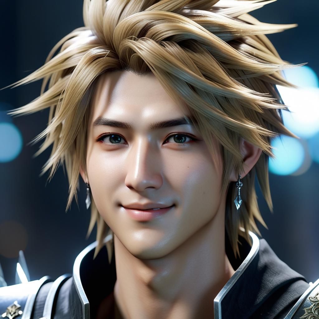 Realistic Game Character in Final Fantasy VII Style