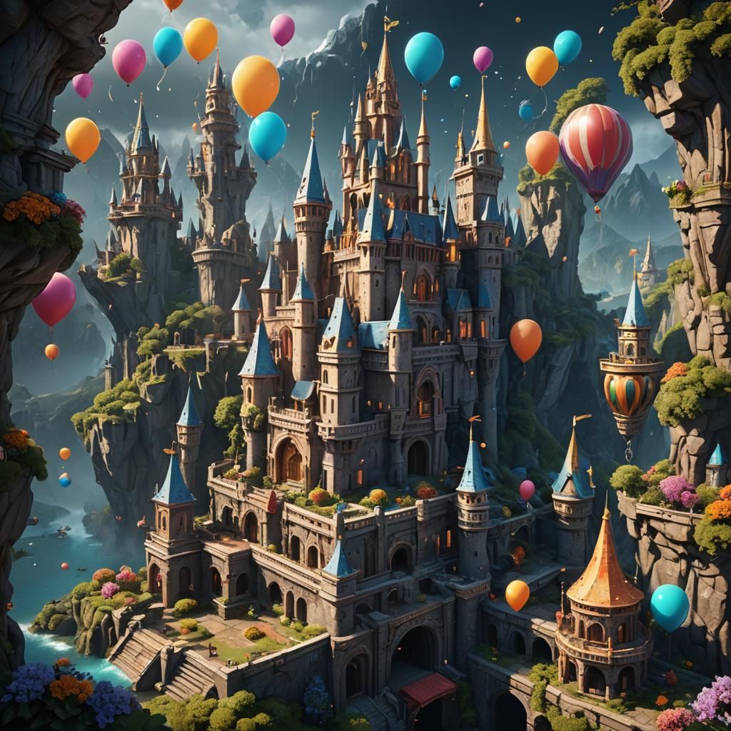 Fantastical Birthday Celebration in Detailed Matte Painting