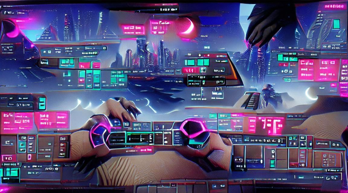 Futuristic Sci-Fi Interface in Synthwave Style