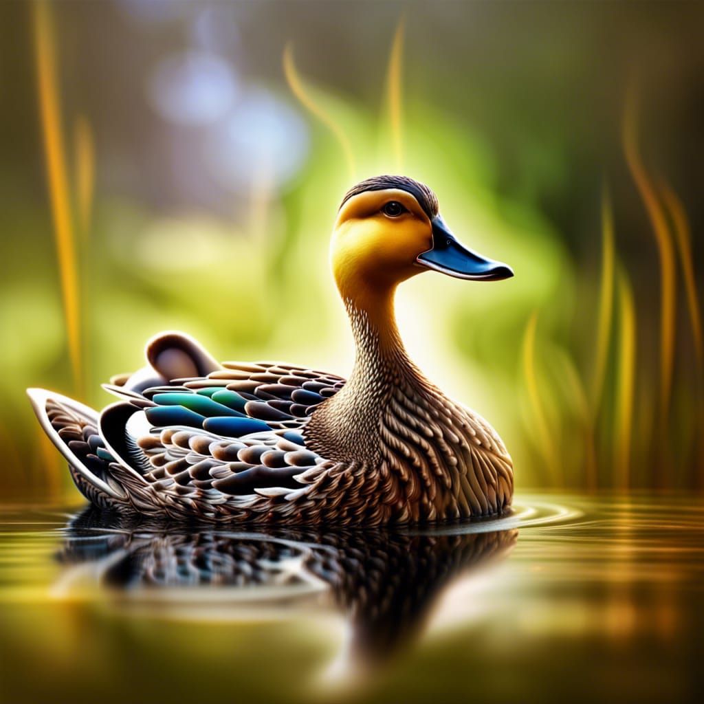 Hyperrealistic Fantasy Duck in Cinematic Lighting