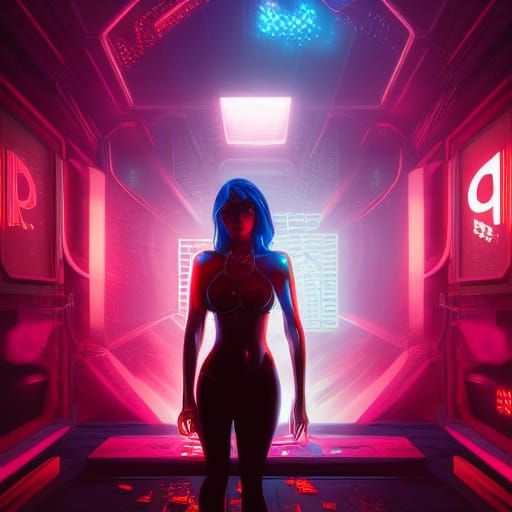 Miami Nightclub Portrait in Cyberpunk Style