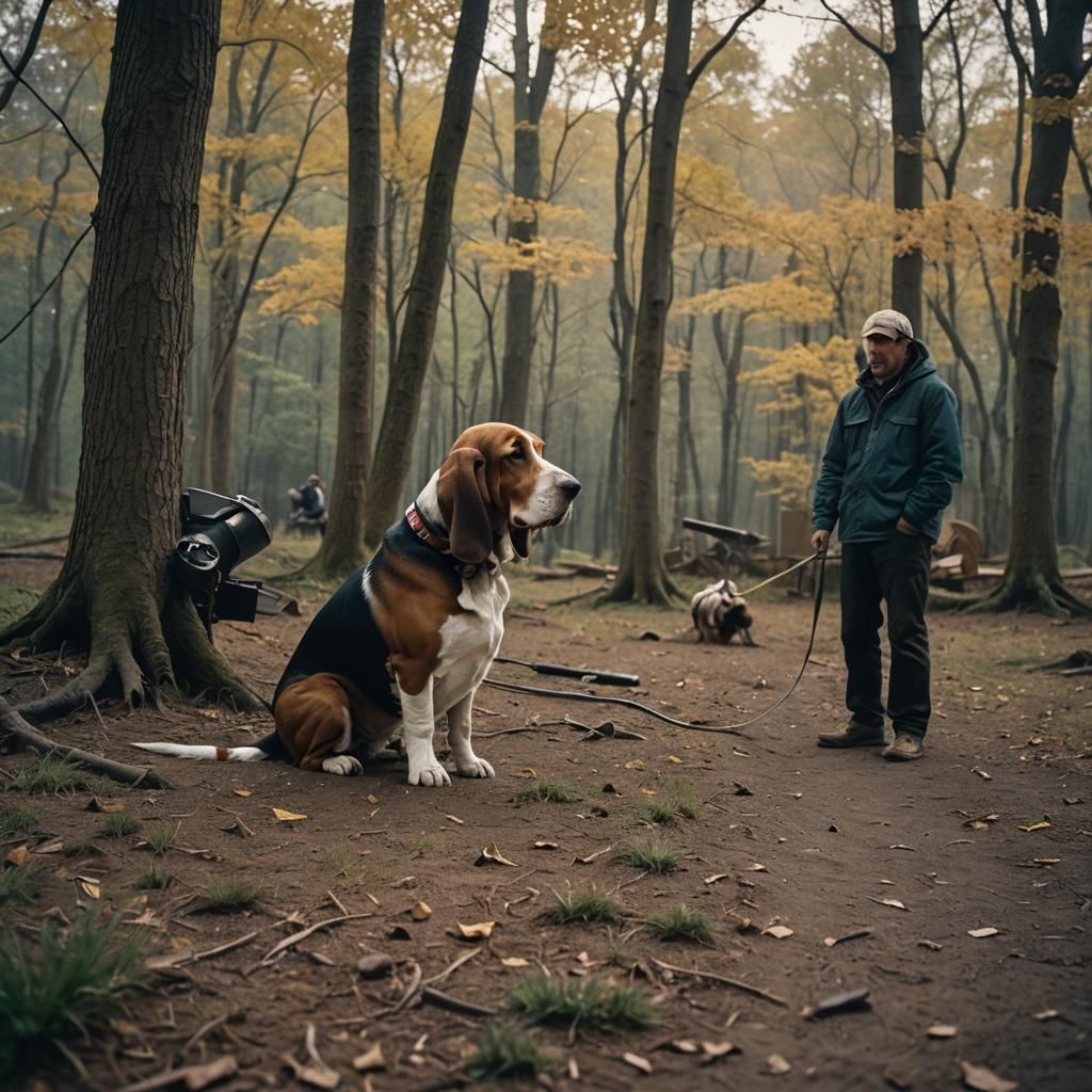 Basset Hound Guardian: A Cinematic Still