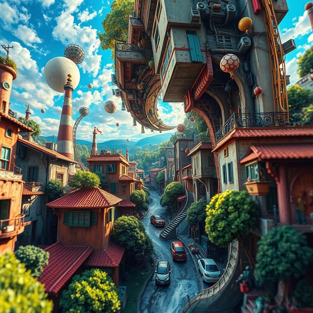 Surreal Distorted Landscape in Vivid Colors