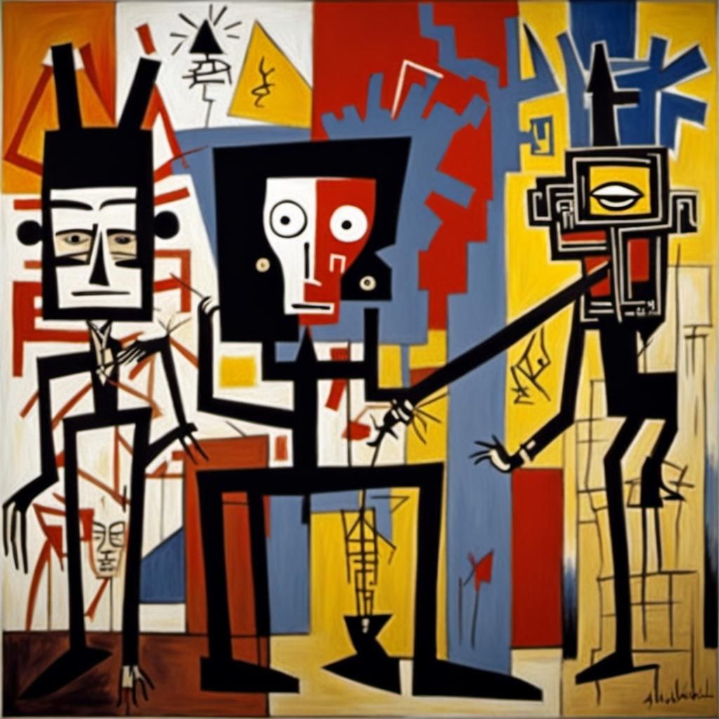 Abstract Robot in Cubist Surrealist Style