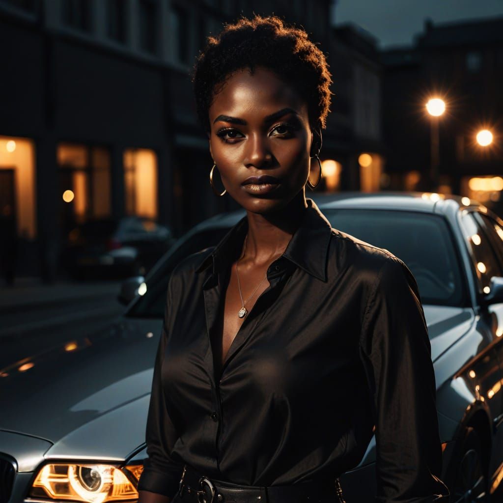 Dark Skinned Beauty in Elegant Film Noir Style