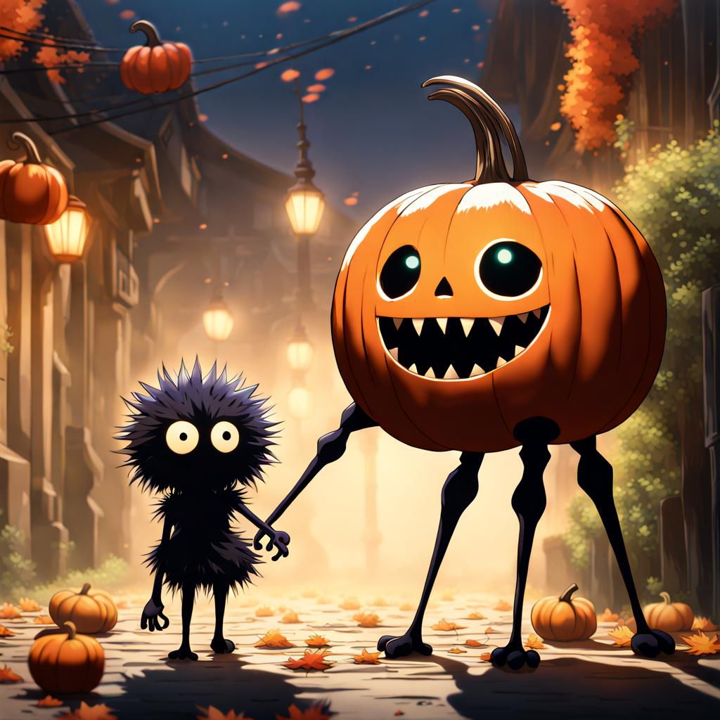 Soot Sprite with Pumpkin: Studio Ghibli Anime