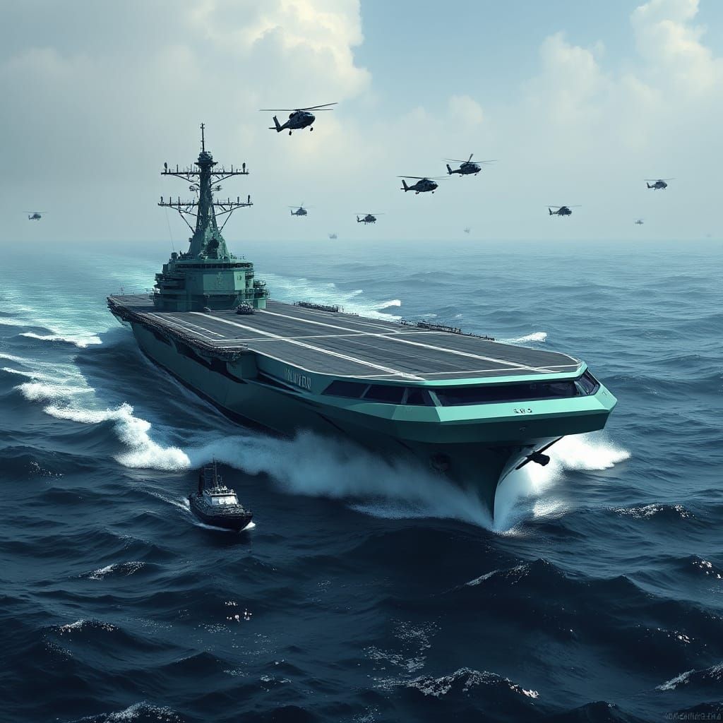 Emerald Plum Helicopter Carrier Sails the Atlantic