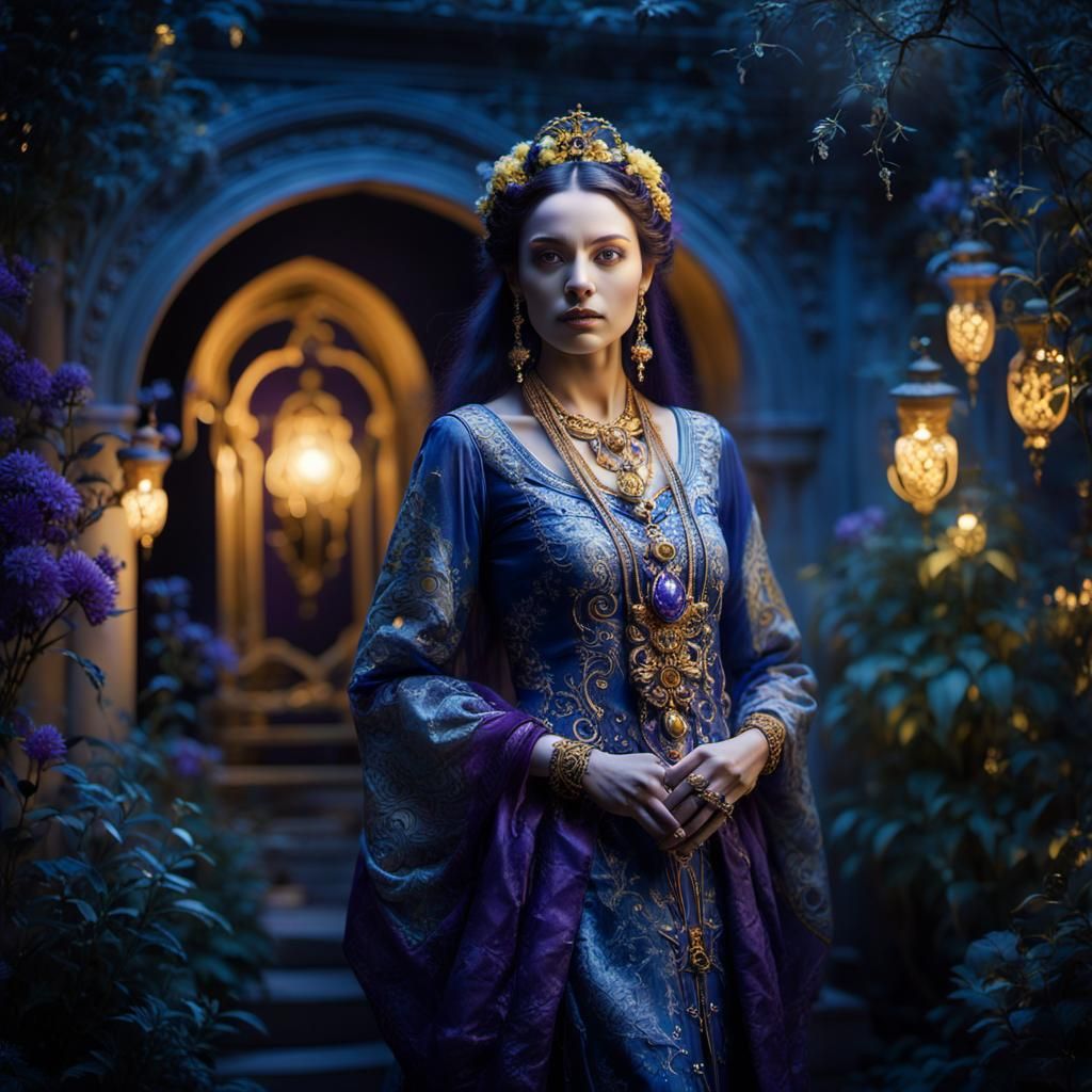 Mystical Garden: Confident Woman in Baroque Fantasy Portrait