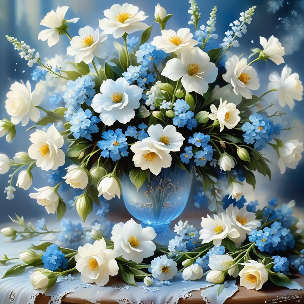 Luminescent Bouquet of Flowers in Ethereal Style