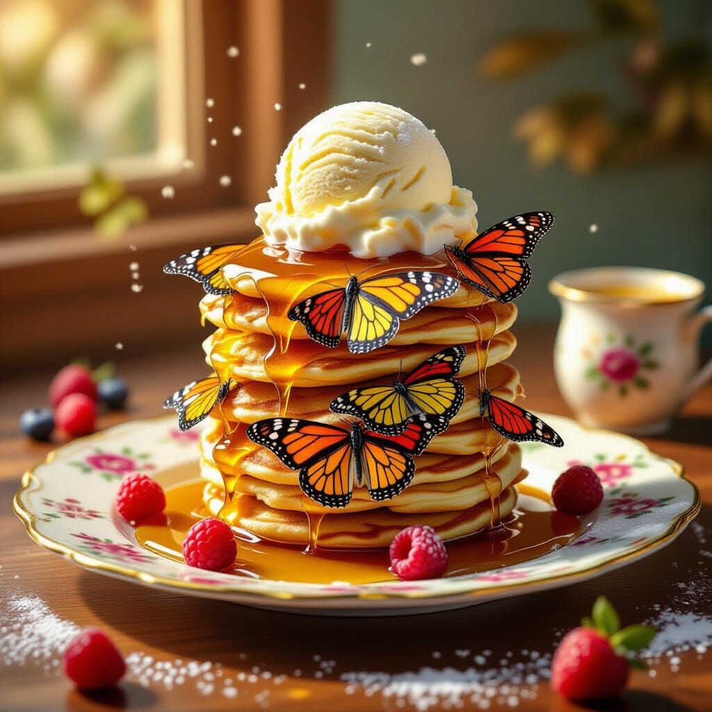 Hyperrealistic Butterflies Drenched in Syrup and Ice Cream