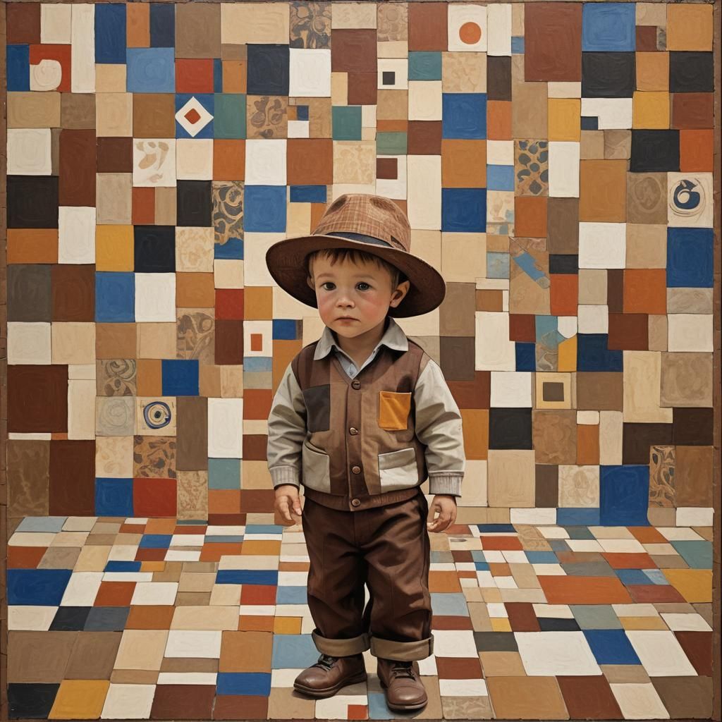 Vibrant Collage of Childhood Joy in Mosaic Art