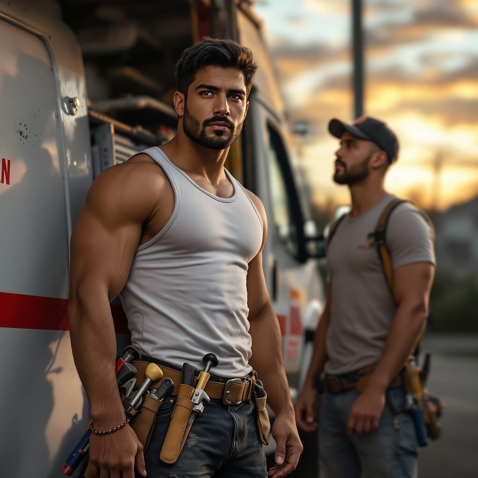 Plumbers at Dawn: A Modern Comic Illustration