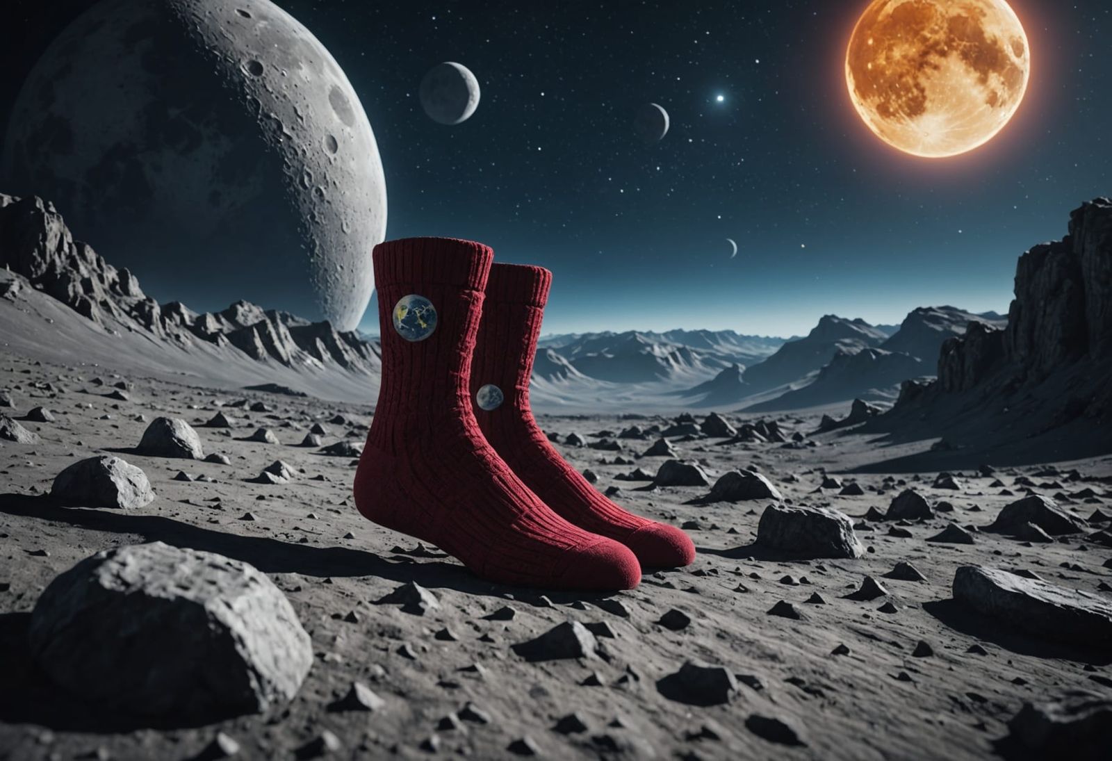 Woolen Sock on Celestial Grounds in Matte Painting Style