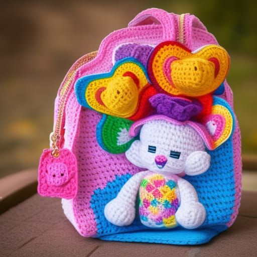 Lisa Frank Care Bears Crochet Purse