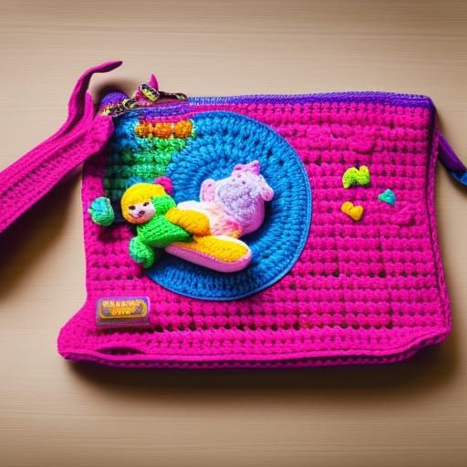 Lisa Frank Care Bears Crochet Purse