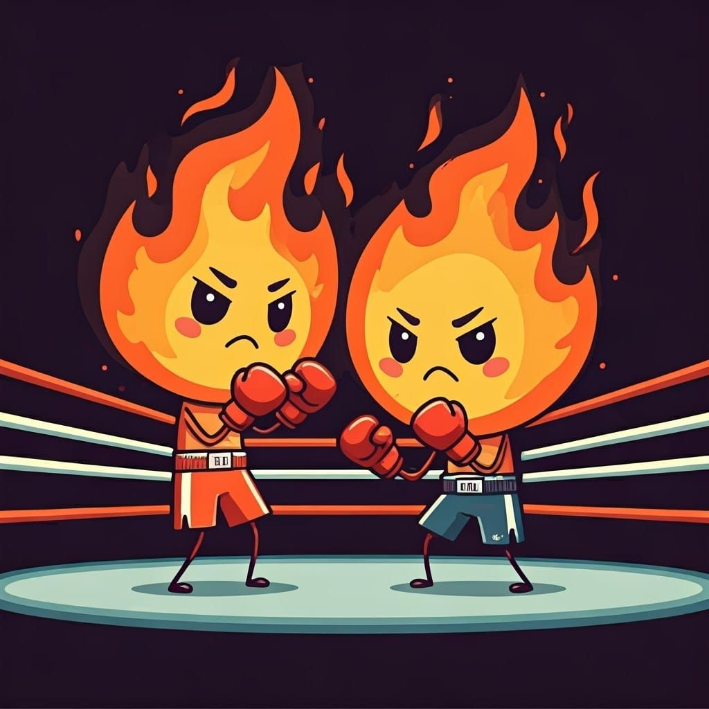 Chibi Flames Engage in Cute Boxing Match