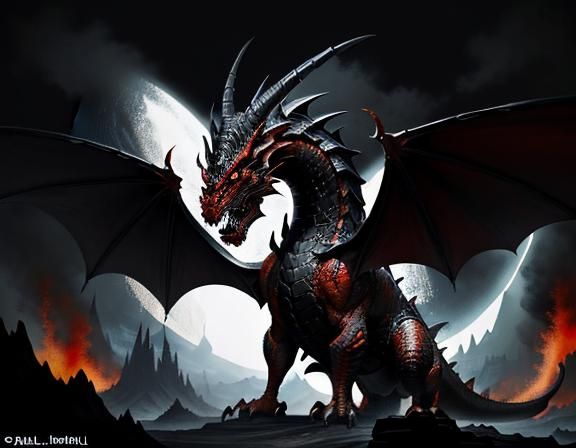 Fiery Dragon in Dynamic Fantasy Art Style