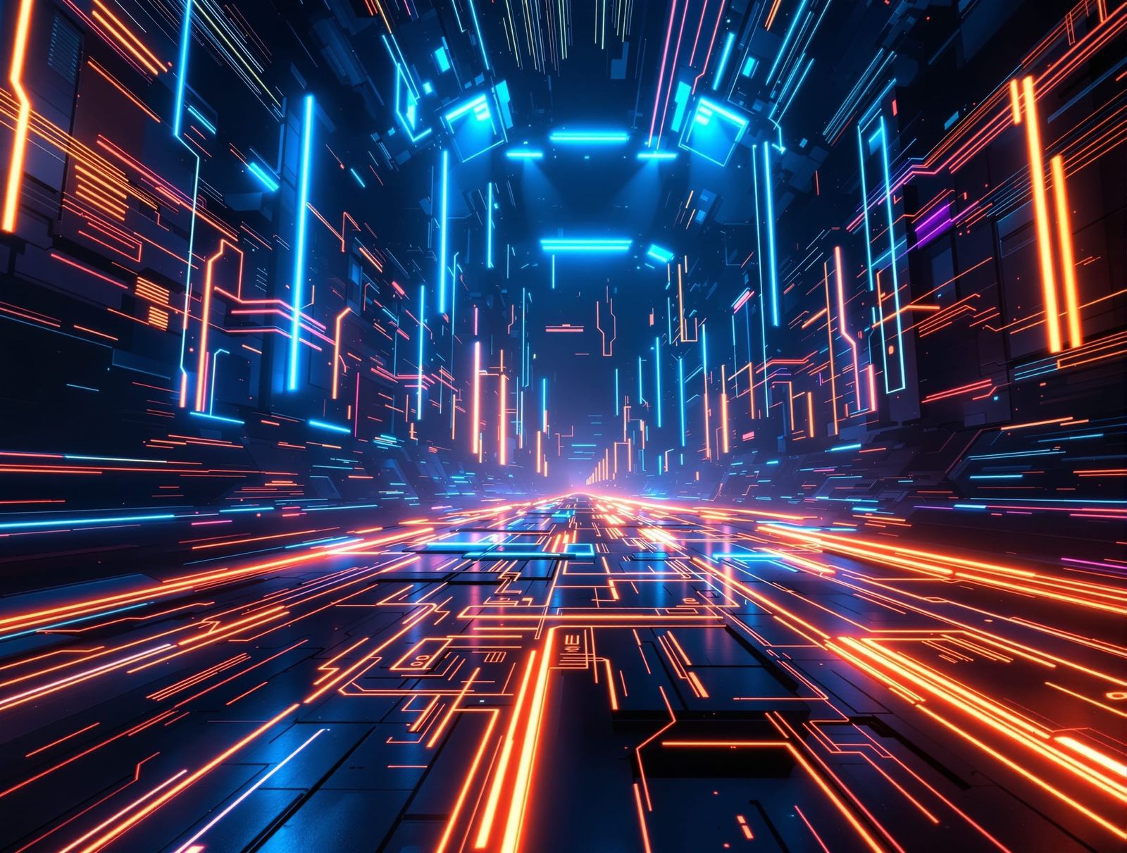 Epic Tron Game Arena With Neon Lights