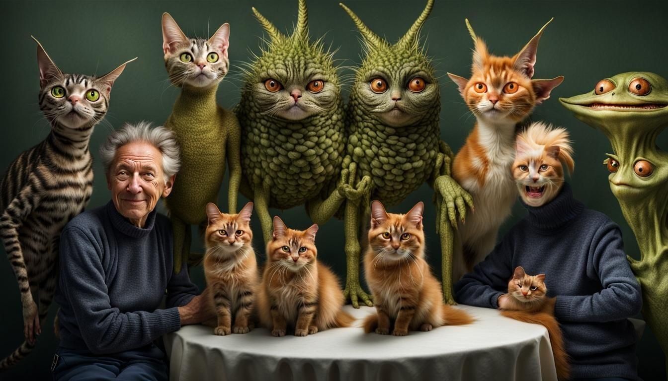 Magical Portrait of Humans and Alien Pets