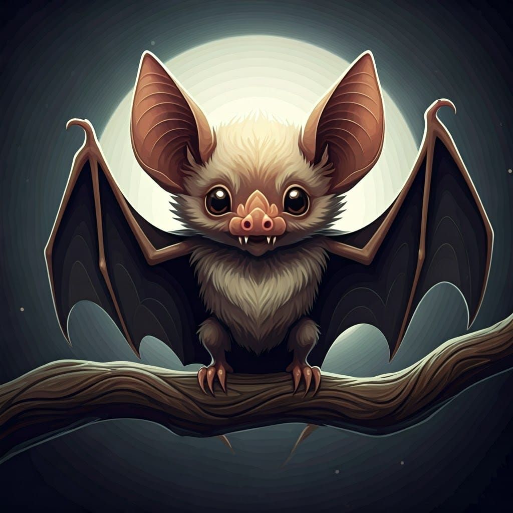 Adorable Baby Vampire Bat in Fractal Design
