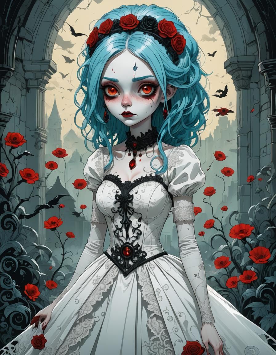 Gothic Bride Cartoon Character Concept Art