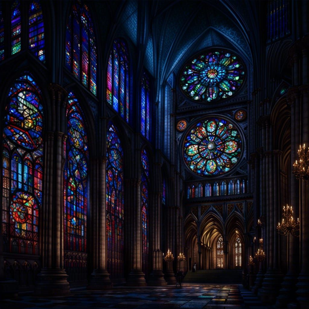 Chartres Cathedral at Night: Gothic Fantasy Art