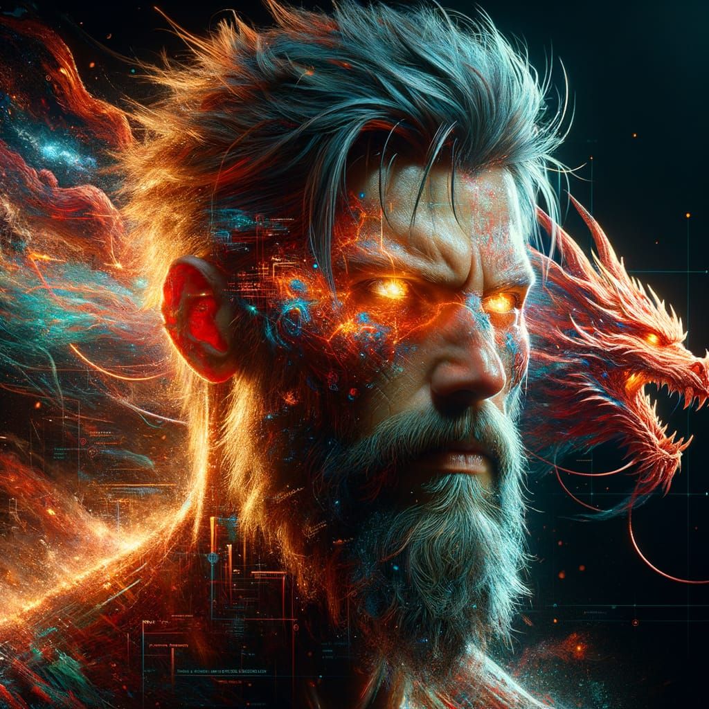 Elemental Dragon Man Portrait in 8K