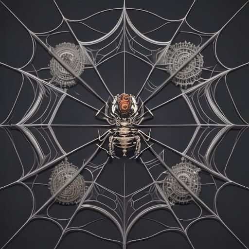Steampunk Spider in Web