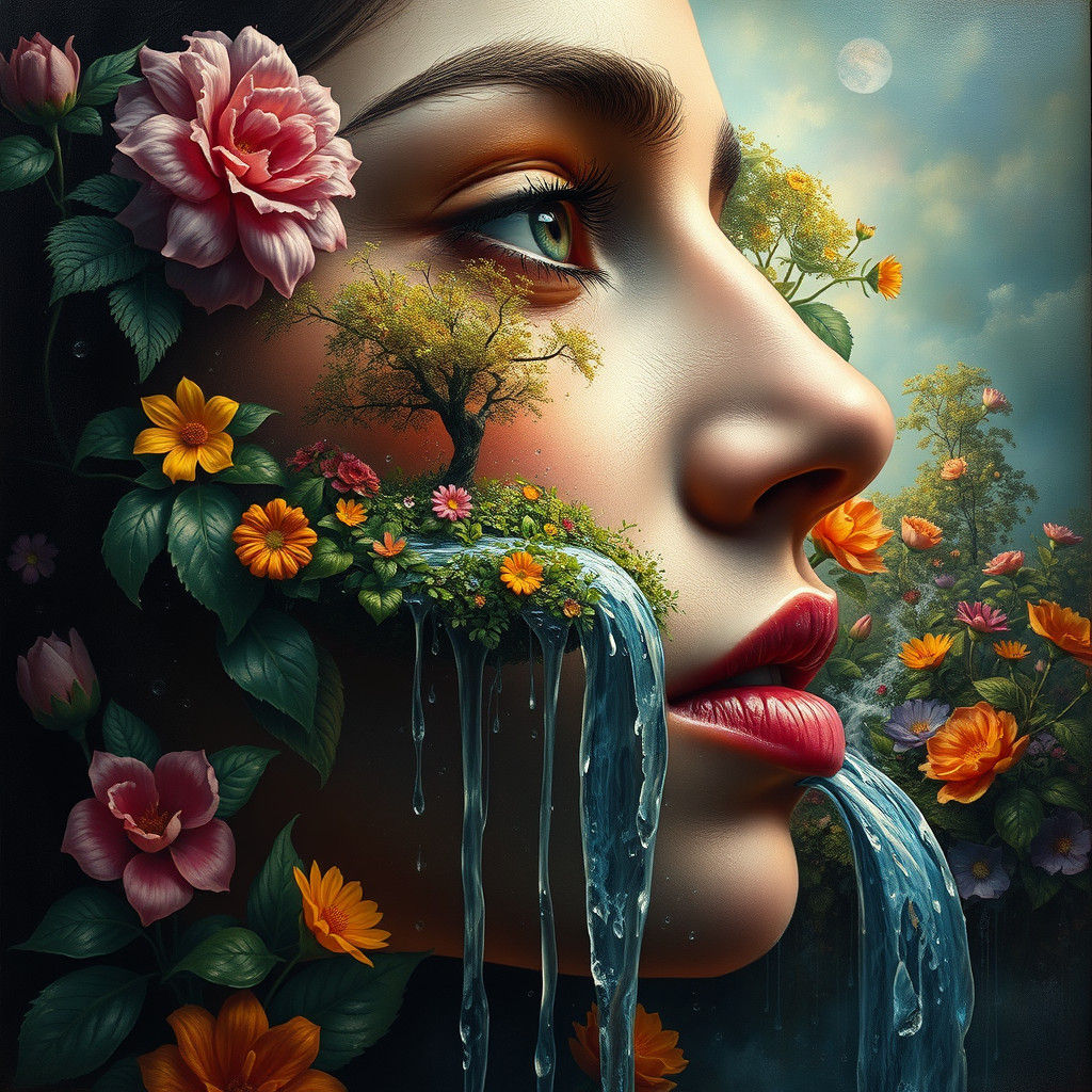 Tears Creating a Lush Oasis in Pre-Raphaelite Style